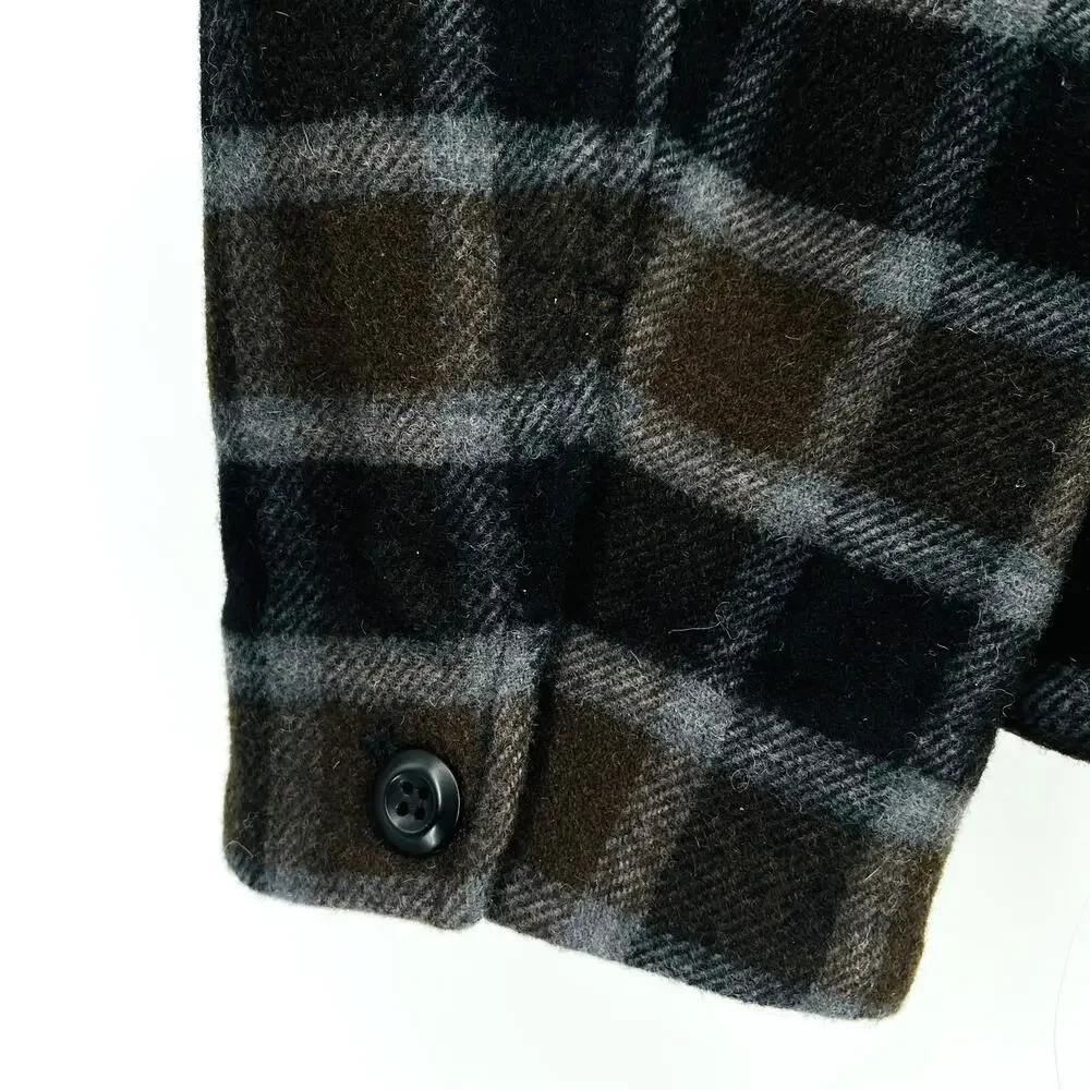 Billy Reid Mo Plaid Flannel Shirt Jacket Mens Sz XXL Brown Wool Blend Button Up